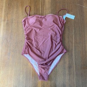 NWT Cupshe Sandy Shirred Tummy Control One Piece Swim Suit Size Large